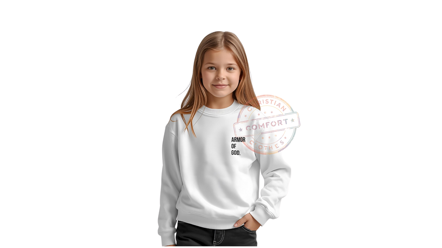 KIDS WHITE POCKET PRINT SWEATSHIRT