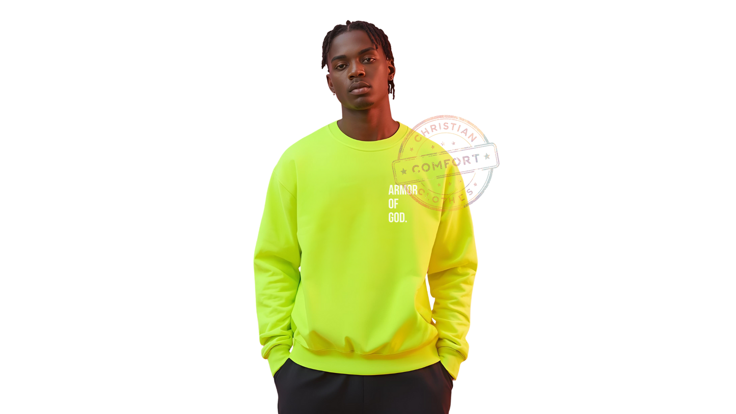 HI VIS SAFETY GREEN POCKET PRINT SWEATSHIRT