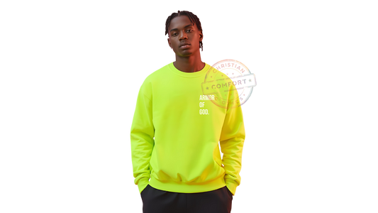 HI VIS SAFETY GREEN POCKET PRINT SWEATSHIRT