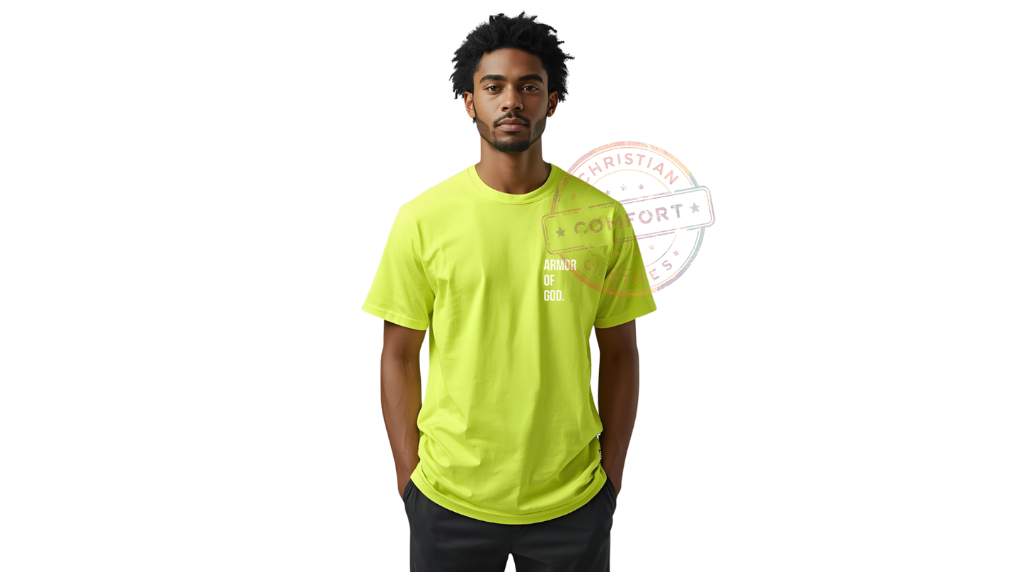 HI VIS POCKET PRINT SAFETY GREEN TEE