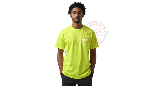 HI VIS POCKET PRINT SAFETY GREEN TEE