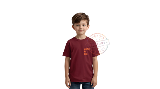 KIDS BURGUNDY POCKET PRINT TSHIRT