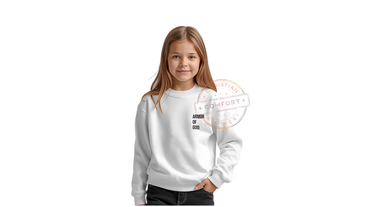 KIDS WHITE POCKET PRINT SWEATSHIRT